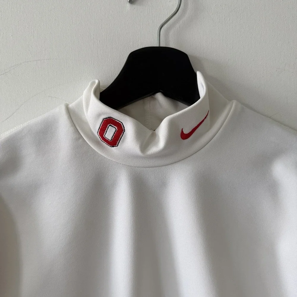 Vintage Nike Team Ohio State Buckeyes LS Shirt Mock Neck Mens M USA Made White